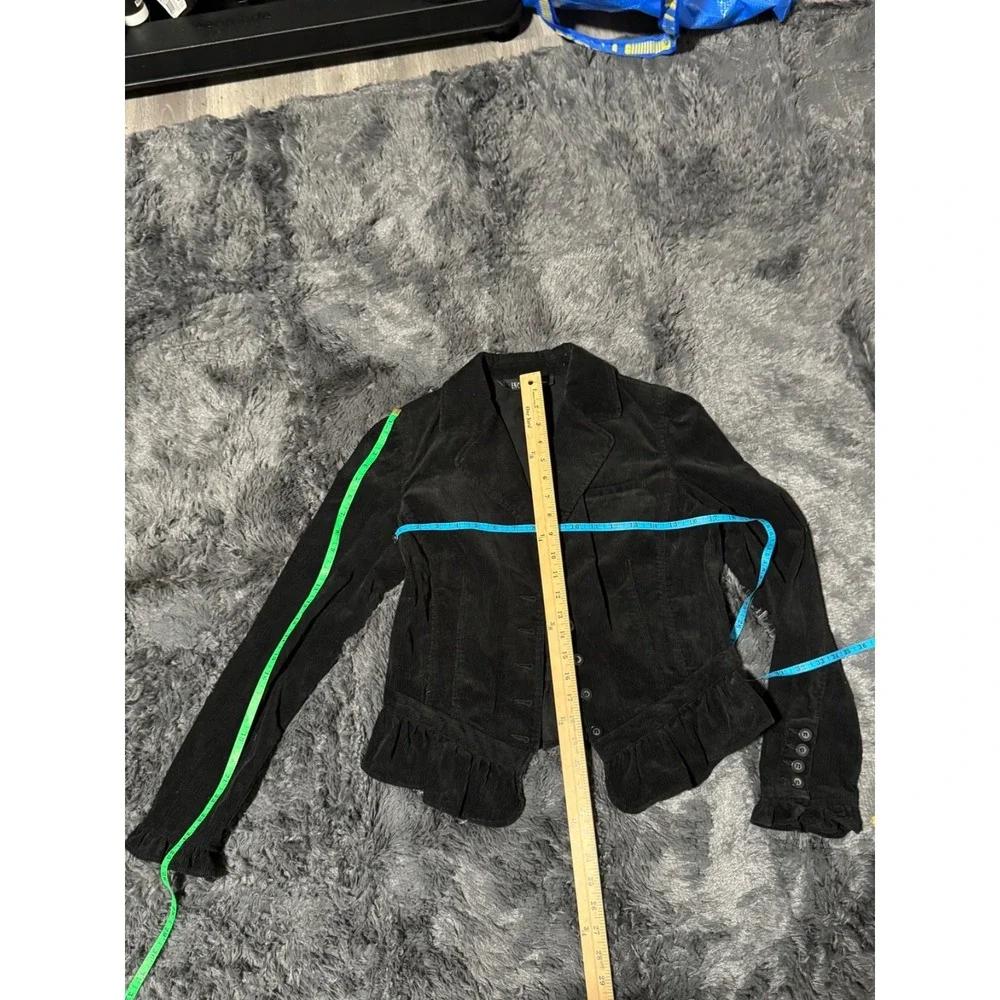 INC International Concepts Black Velvet Blazer Womens Med Fitted Goth Y2K Jacket